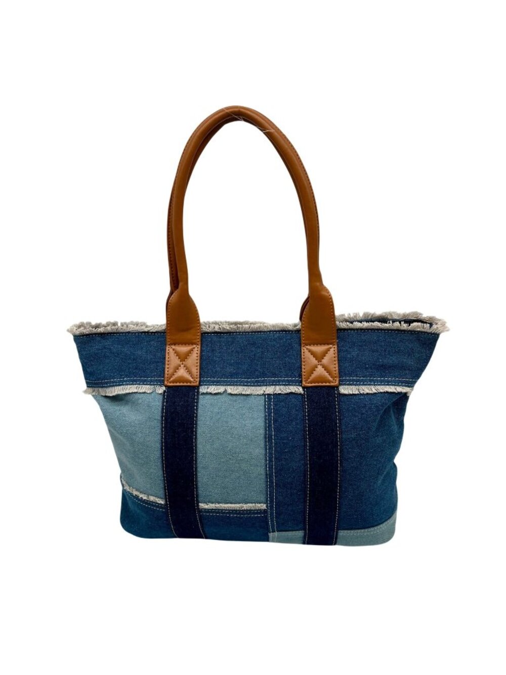 MMs Brands Blue Patchwork Denim Tote Bag